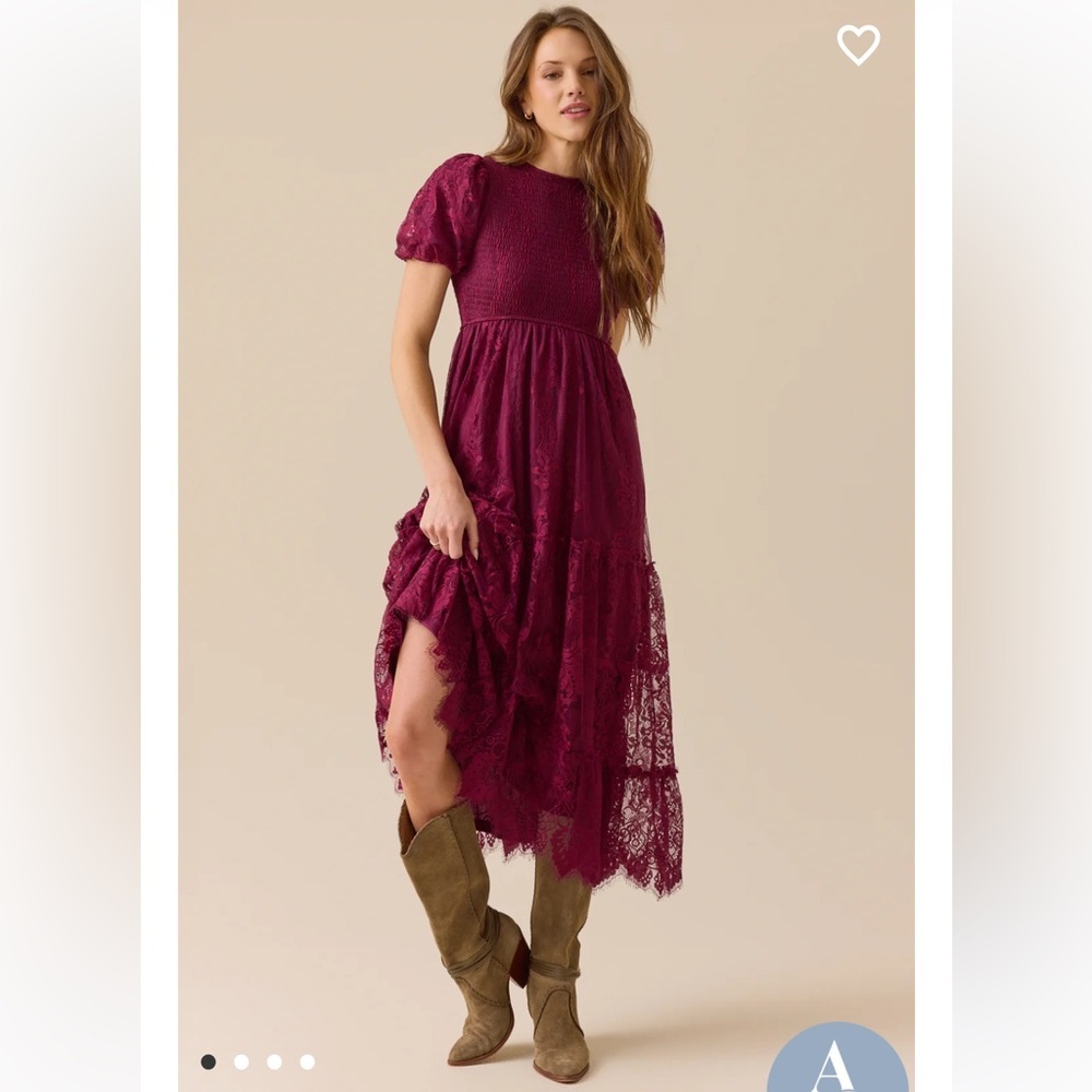 Altar'd State Burgundy Lace Maxi Dress